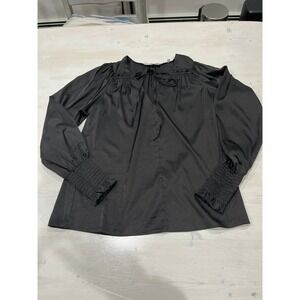 Rebecca Taylor size small black sateen‎ puff sleeve top
